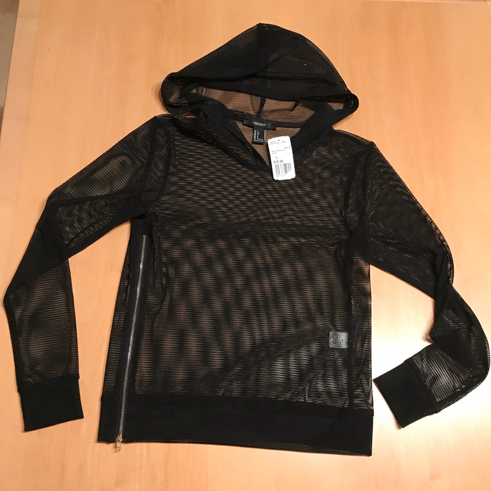 Black mesh hoodie